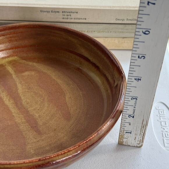 Art Studio Pottery Hand Thrown Dish Bowl Artist Stamped 9.5" - Picture 8 of 14